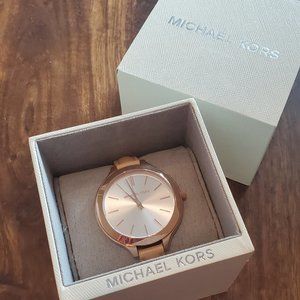 Slim Runway Rose Gold-Tone and Leather Watch